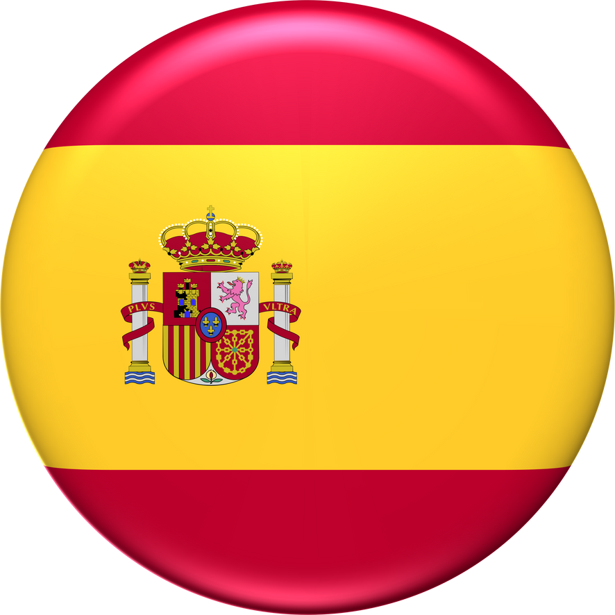 Spain flag 3D rendering circle glossy